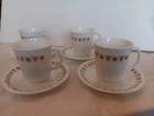 Vintage Pyrex Corelle Butterfly Gold Coffee/Tea Mug & Saucer Set of 4 D Handle