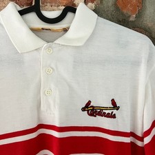 RARE VTG Logo 7 St. Louis Cardinals Mens Polo Shirt M 20x27