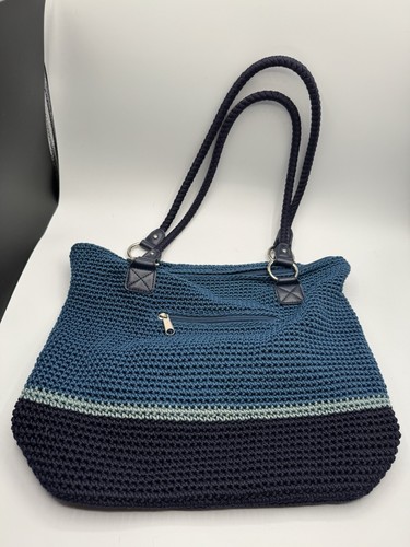 Croft & Barrow Crochet Shoulder Bag Purse 3 Shades Of Blue