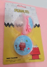 Peanuts Snoopy  Woodstock Baby Pacifier Set with Pink Clip  Chain New