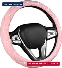 Bling Car Steering Wheel Cover 15 Inch Non-slip Soft Leather Auto Wheel Cover