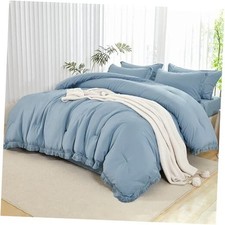 Queen Comforter Set with Sheets Grayish Blue Queen 90"x90" 09 - Grayish Blue