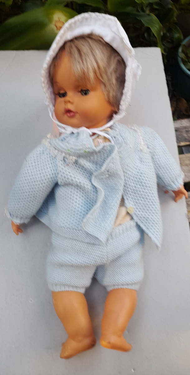 Vintage Cicciobello Sebino Baby Doll Made in Italy Blue Outfit