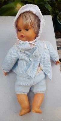 Vintage Cicciobello Sebino Baby Doll Made in Italy Blue Outfit 1970s Italian TLC - Image 1 of 4