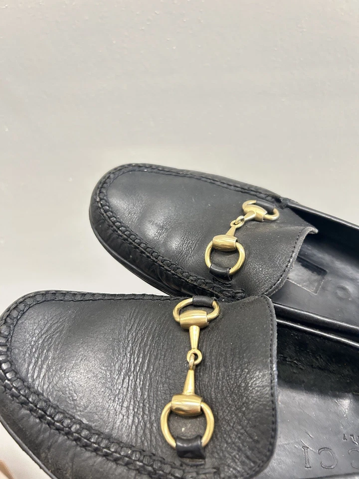 Mocasines Gucci Jordaan Cuero Negro Web Driver Horse Bit 40 EU 7 EE. UU. Foto 4 de 4
