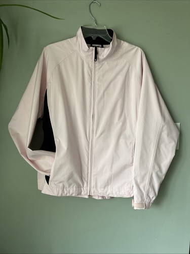 Foot Joy Dry Joy Golf-Regenjacke Damen Large pink & schwarz durchgehender Reißverschluss gerafft gebraucht, in einwandfreiem Zustand - Bild 1 von 15