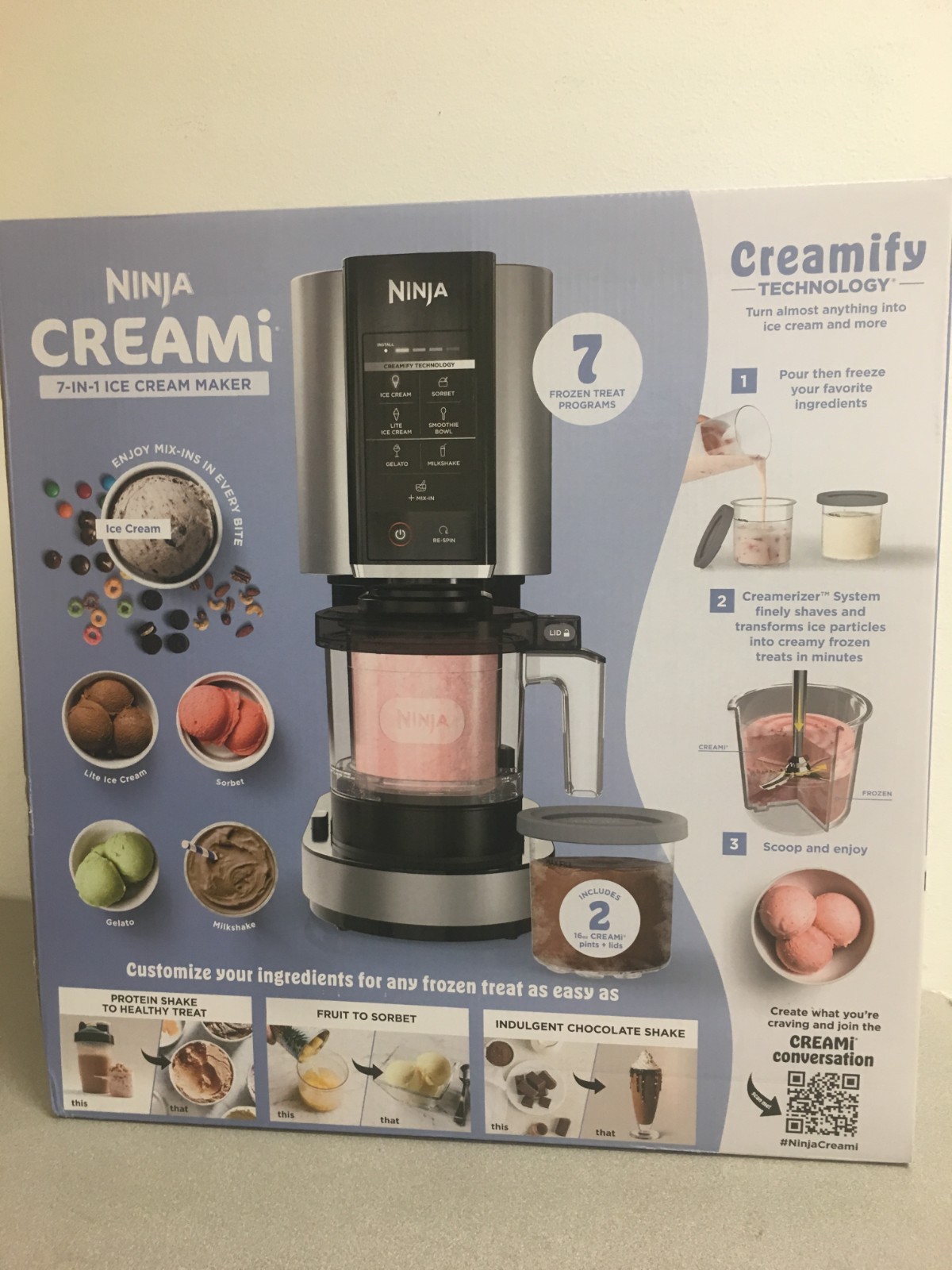 Creami Silver 0.5 qt Ice Cream Maker 16 in. H X 7 in. W X 12 in. L