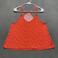 GAP Luxe Camisole Top Womens Large Red Geometric Spaghetti Strap Stretch EUC