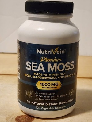 Nutrivein Organic Sea Moss 1600 mg 120 Capsules - Keto Detox, Gut, Joint Support