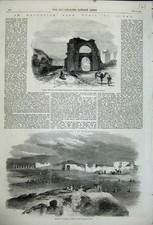 Old Antique Print 1858 Ruins Oudinah Tunis Roman Gate Zowan Carthage Art 19th