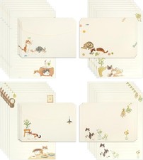 36PCS Writing Paper and Envelopes Sets, 4 Different Cat Themed Letter Writing Pa
