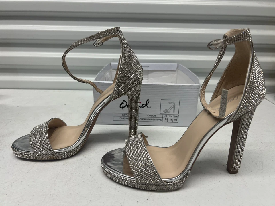 Qupid Chicago-30x Pumps Womens US 8.5 Clear Rhinestone Ankle Strap Stiletto Heel - Image 2 of 4