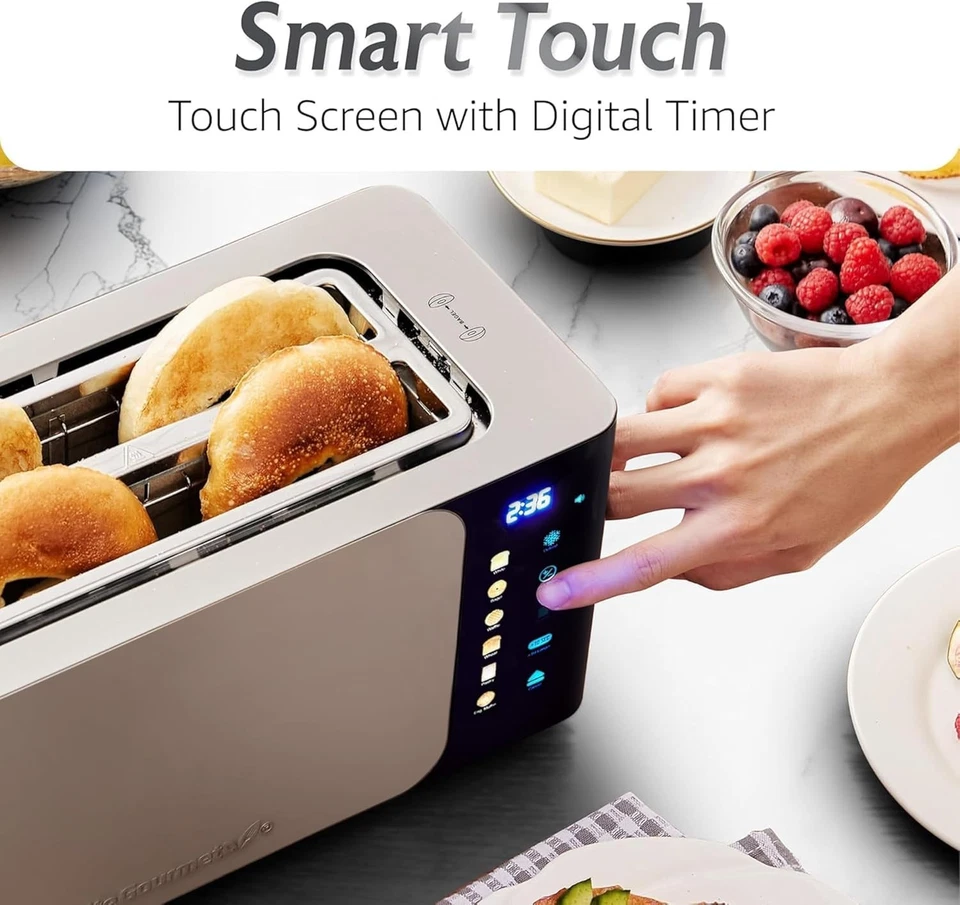 Long Slot 4-Slice Toaster - Touchscreen Control with Defrost & Reheat Options - Image 4 of 4