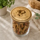Personalised Dog Treat Jar Custom Dog Breed Name Engraved Bamboo Lid Glass Jar