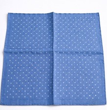 LUCIANO BARBERA 100 linen pocket square - blue polka dot - 13"
