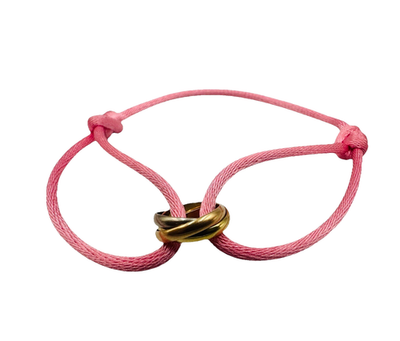カルティエ　トリニティ ブレスレット Trinty bracelet, cord Cartier Trinity 18K Tri-Color Gold Pink Cord Adjustable Bracelet