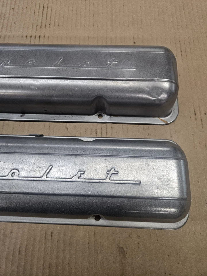 1955-1958 Corvette Tri-Five Bel-Air SBC 283 327 Valve Covers Chevrolet Script - Image 4 of 4