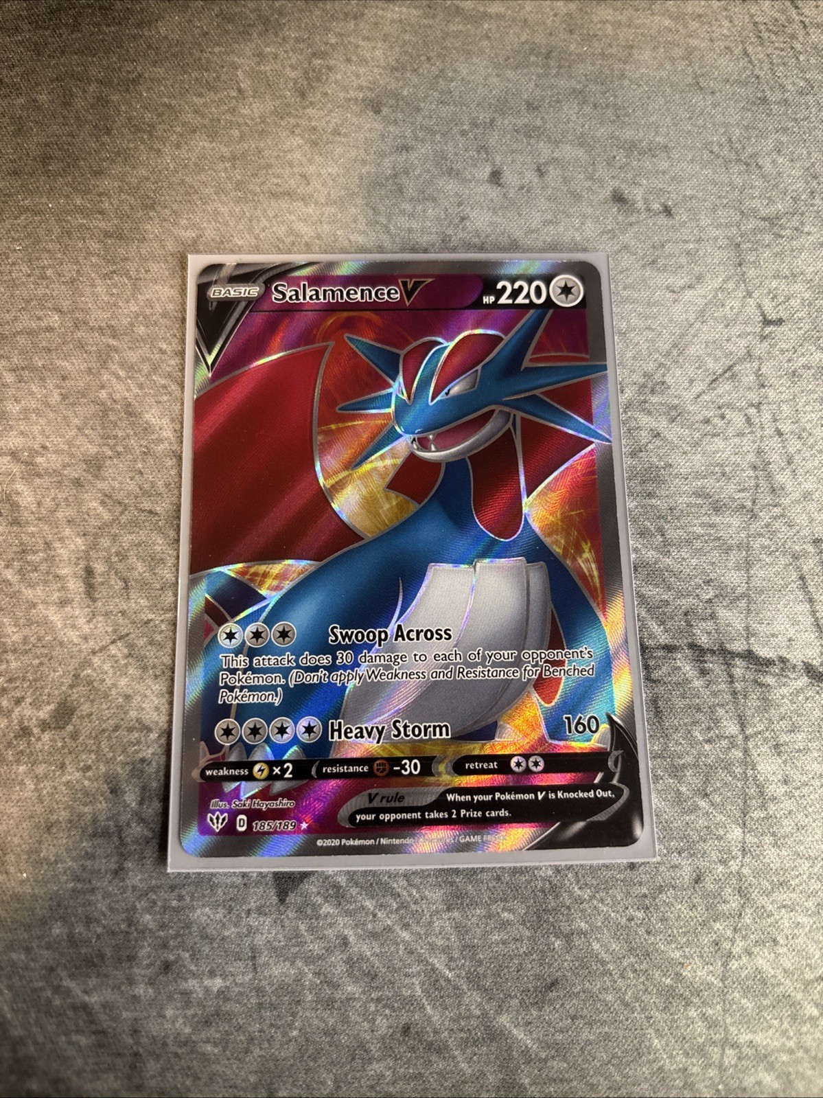 Salamence V (Full Art) 185/189 Swsh03: Darkness Ablaze Holo