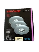 3X Briloner 7240-039 Aluminium Mini Led Einbauleuchten 3X 1,8W 3X 150Lm IP44
