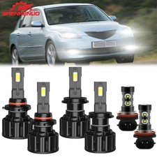 9005 H7 H11 Combo Led Headlight Hi Lo Beam Fog Light Bulbs For Mazda 3 2004-2006