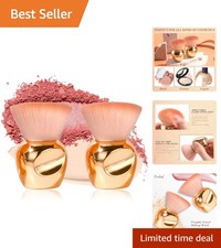 Golden Kabuki Makeup Brushes Set - 2 Synthetic Flat Body Brushes