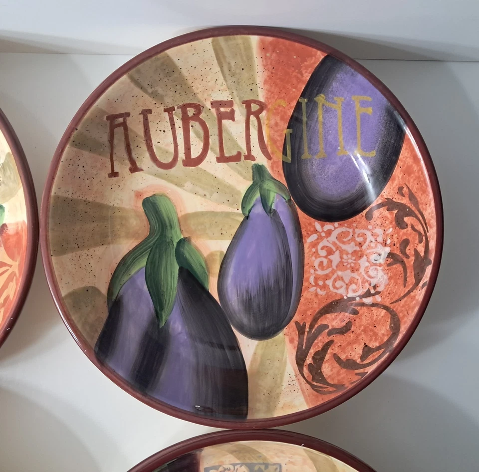 Pasta Bowls 4 XL Geoffrey Allen 9.25x2" Vegetable Themed Certified International - Image 3 of 4