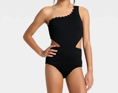 Art Class size Medium 8  Black One-piece Swimsuit Scalloped Cutout NEW