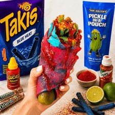 Takis Blue Heat Chamoy Candy Warheads Pickle kit