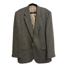 Lands' End Vintage Herringbone Tweed Blazer Mens' Sz 42L Lambswool  Wool
