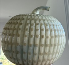 Pottery Barn Medium Mercury Glass Pumpkin   8" Fluted Dot Pattern Harvest Decor