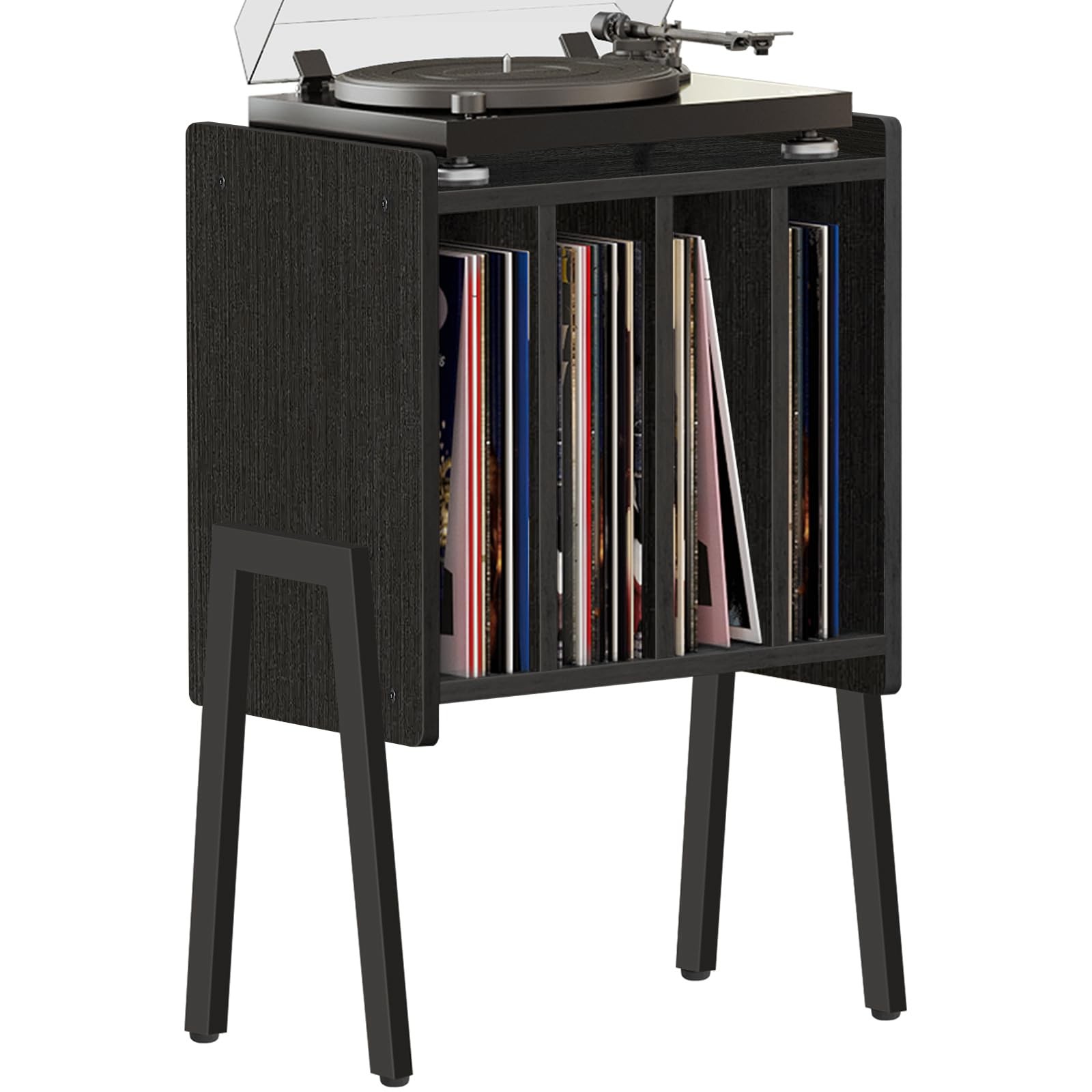 Vinyl Record Player Stand with Storage and Display Shelf-image