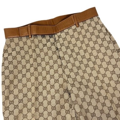 GUCCI Vintage GG Logo Jacquard Canvas Belted Tapered Cropped Pants