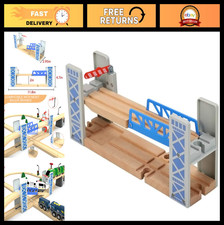 Wooden Train Set Accessories - 2-Level Overpass Bridge for All Railway Tracks