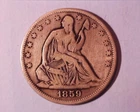 1859 Seated Liberty Half Dollar Arrows VG Cond. ***408-6