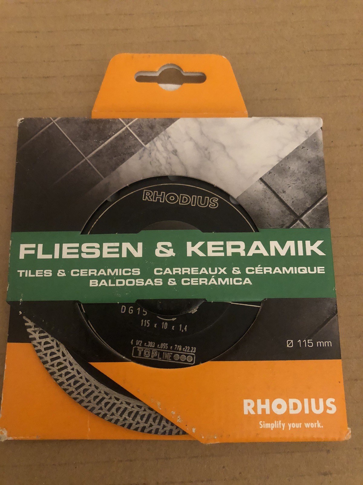 Rhodius 303900 DG15 Diamond Disc 115mm Smooth Cuts tiles and ceramics brand new