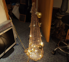 Winter Draht Baum Gespinst Gold Deko Weihnachten Tannenbaum Metall 73cm hoch