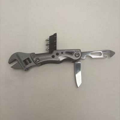 WORKZONE Multi-tool Wrench Screw Driver w/Bits Flashlight Stainless Knife Opener