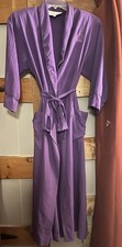 Vintage Christian Dior Robe Womens Purple Monogram Embroidered Loungewear Poly