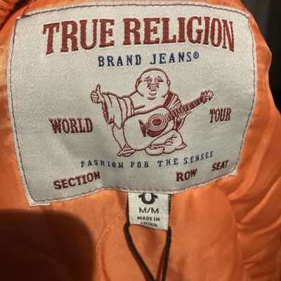 Orange True Religion Big T Bomber Jacket Men's Size Medium Unworn