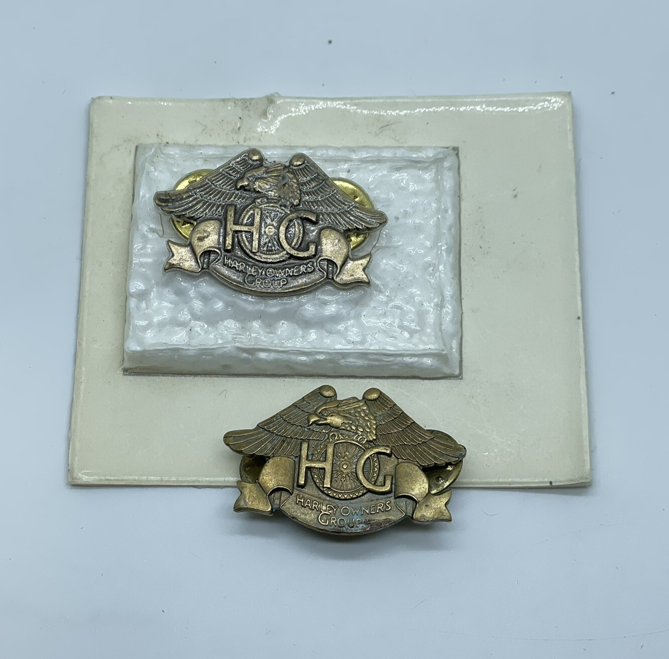 Vintage 1980s Harley Davidson HOG Harley Owners Group pin Brass Pin - Lots of 2