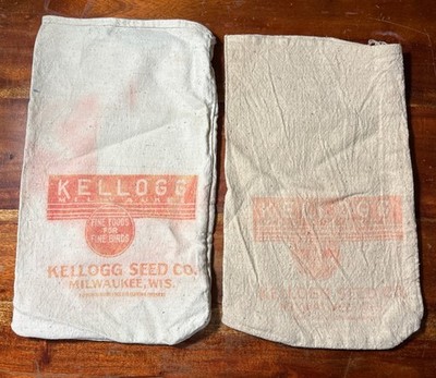 2 Cloth Seed Bags Kellogg Seed Company Vintage Bird Seed Milwaukee Wisconsin