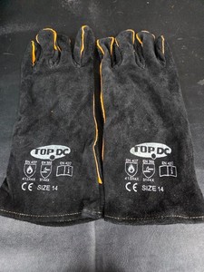 Top DC Leather Welding Gloves Heat Resistant for Mig Tig Welders