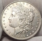 1885 P Morgan Silver Dollar, AU, 90% Silver US Coin, Morg-8543p