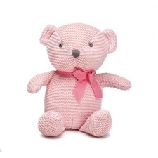 100 Organic Cotton Pink Teddy Bear Plush, 6.5" Baby Stuffed Animal Bear Pink