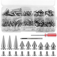 180 Pieces Multiple Sizes Cone Spikes, Screwback Studs Rivets, 3 Sizes Metal ...