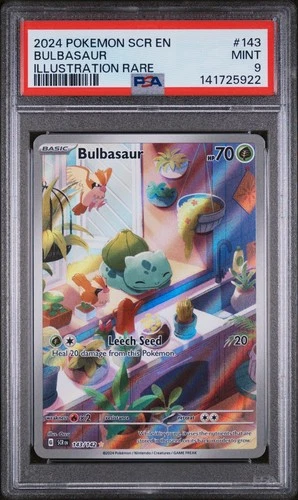 2024 Pokemon-Stellar Crown Bulbasaur #143 Illustration Rare PSA 9