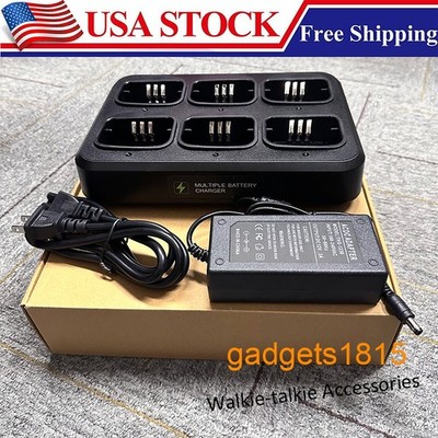 Six-Way Charger for Motorola CP200 CP200d CP150 CP140 CP180 Round Back Battery