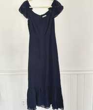 Reformation Butterfly Formal Party Navy Blue Maxi Dress Size 10 Wedding Guest