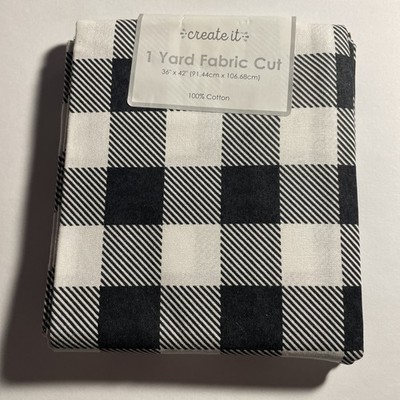 Create It - One Yard Fabric Pre-Cut 36'' x 42 | Black White Plaid 100% Cotton