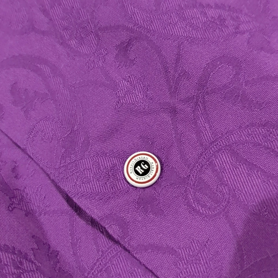 Camisa Robert Graham Para Hombres Talla 2XL Cachemira Púrpura Puño Abatible Vestido Abotonado Alto Foto 3 de 4